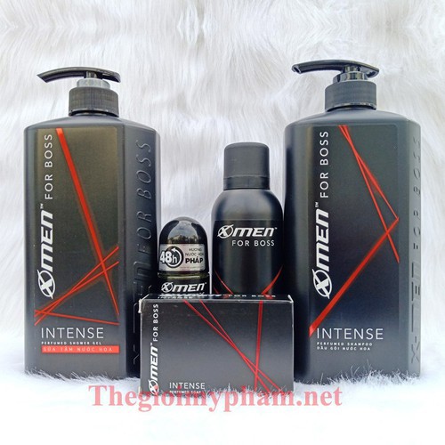 Combo Xmen For Boss Intense: Tắm 650g + Lăn 50ml + Xịt 150ml + Gội 650g - Tặng 1 Cục Xà Bông 80g