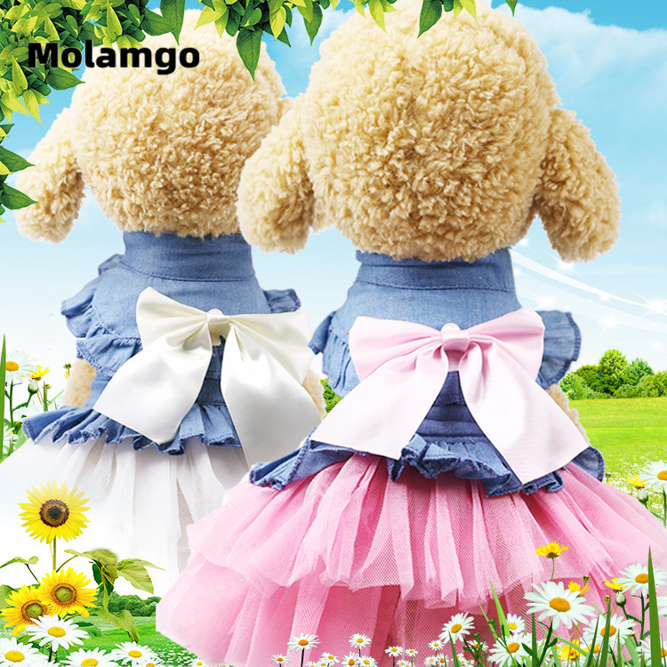 Đầm Vải Tuyn Phối Hoa Hồng Thời Trang Mùa Hè Cho Thú Cưng Cỡ Nhỏ XS-2XL