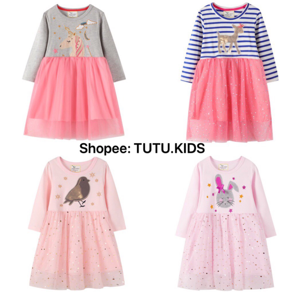 VÁY DÀI TAY BÉ GÁI CAO CẤP VÁY CÔNG CHÚA THÊU HỌA TIẾT SIÊU XINH ĐỦ SIZE 2-7T