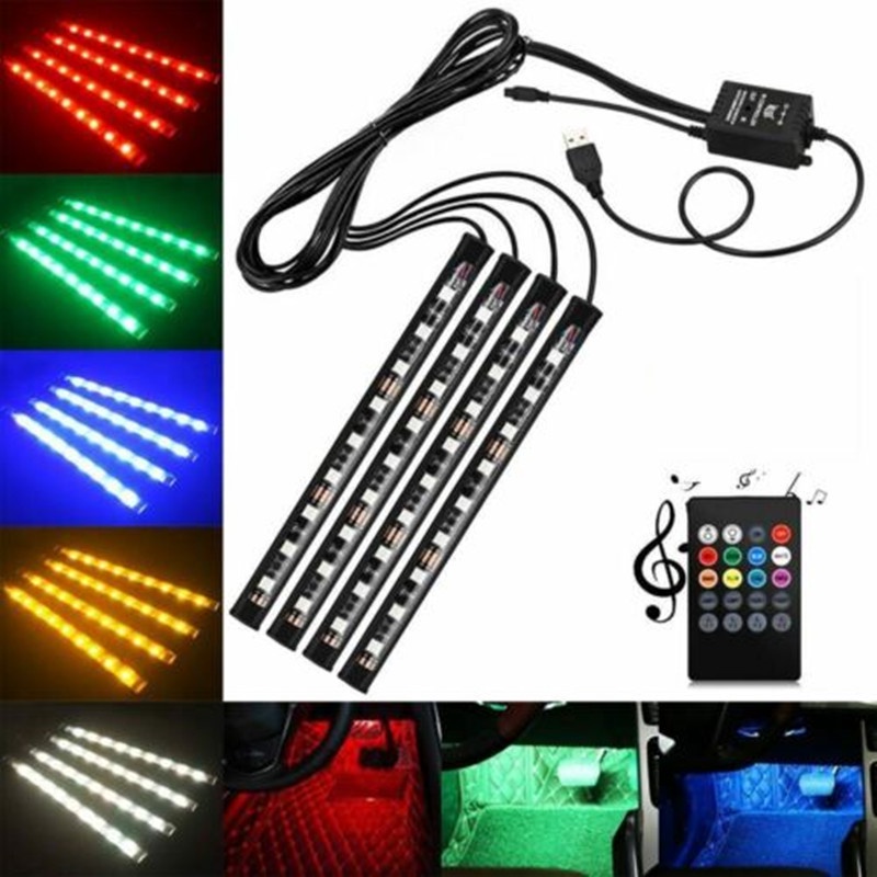 Đèn led gầm ghế oto cảm biến âm thanh đổi màu nháy theo nhạc, có điều khiển chỉnh nhiều màu khác nhau