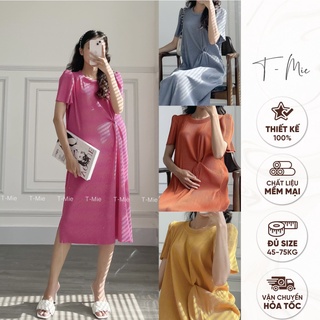  T-Mie | Đầm Bầu Thiết Kế Dập Li Xoắn Eo Form Suôn Sang Trọng ,Công Sở ,Dạo Phố ,Đi Tiệc Đẹp 