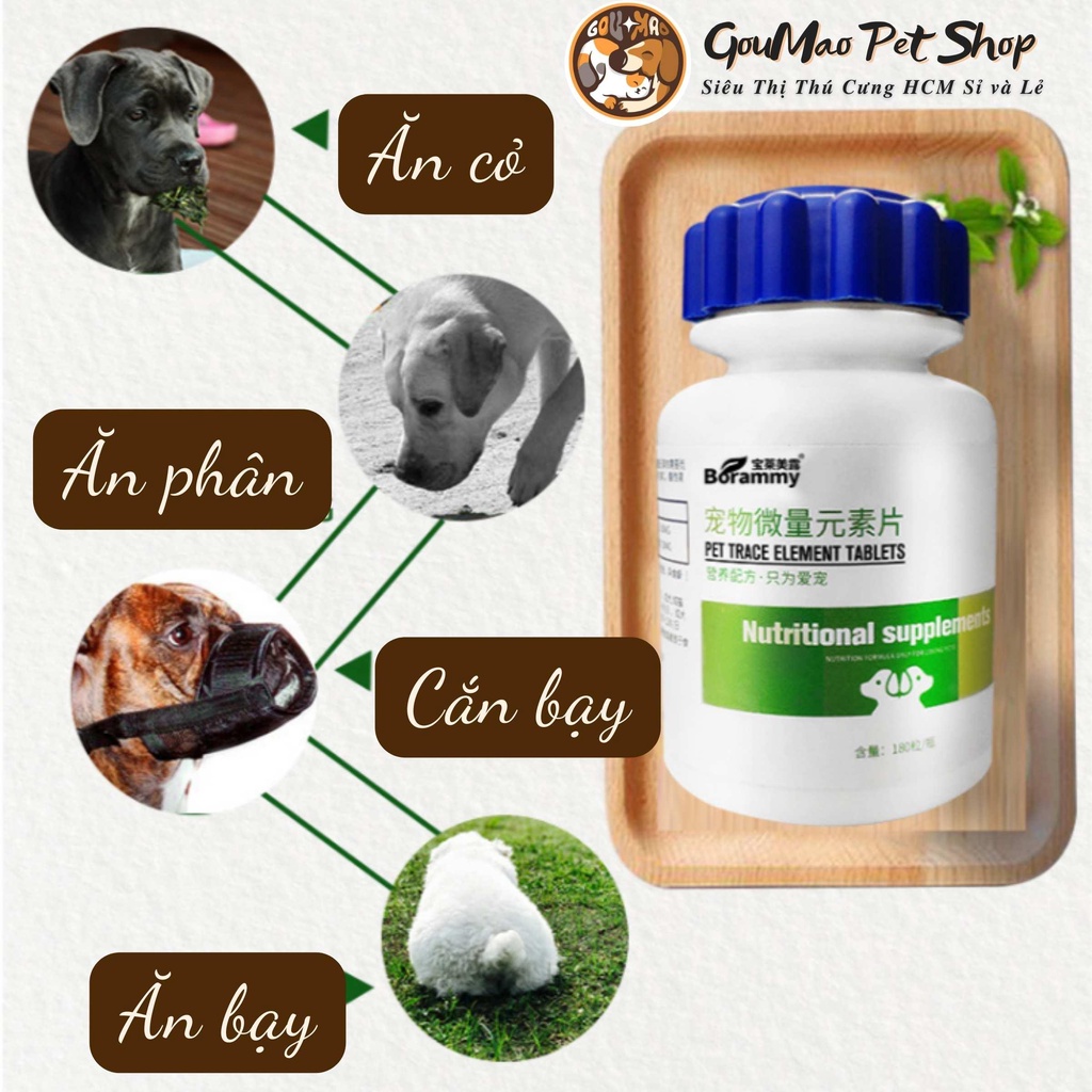 ( BÁN LẺ 1 VIÊN ) VIÊN BORAMMY BỔ TRỢ GAN, BỔ MÁU, TIÊU HÓA, LÔNG, CANXI - GOUMAO PET