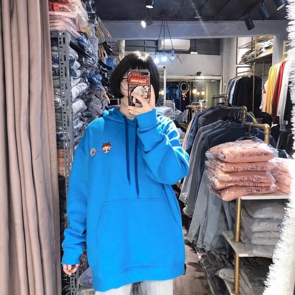 Áo hoodie nỉ nam nữ MEANSTORE hd unisex có mũ form rộng phong cách Hàn Quốc