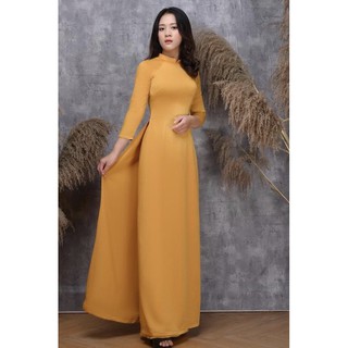 Áo Dài Lụa Tô Châu - Màu Vàng ( hàng kỹ - hình thật )