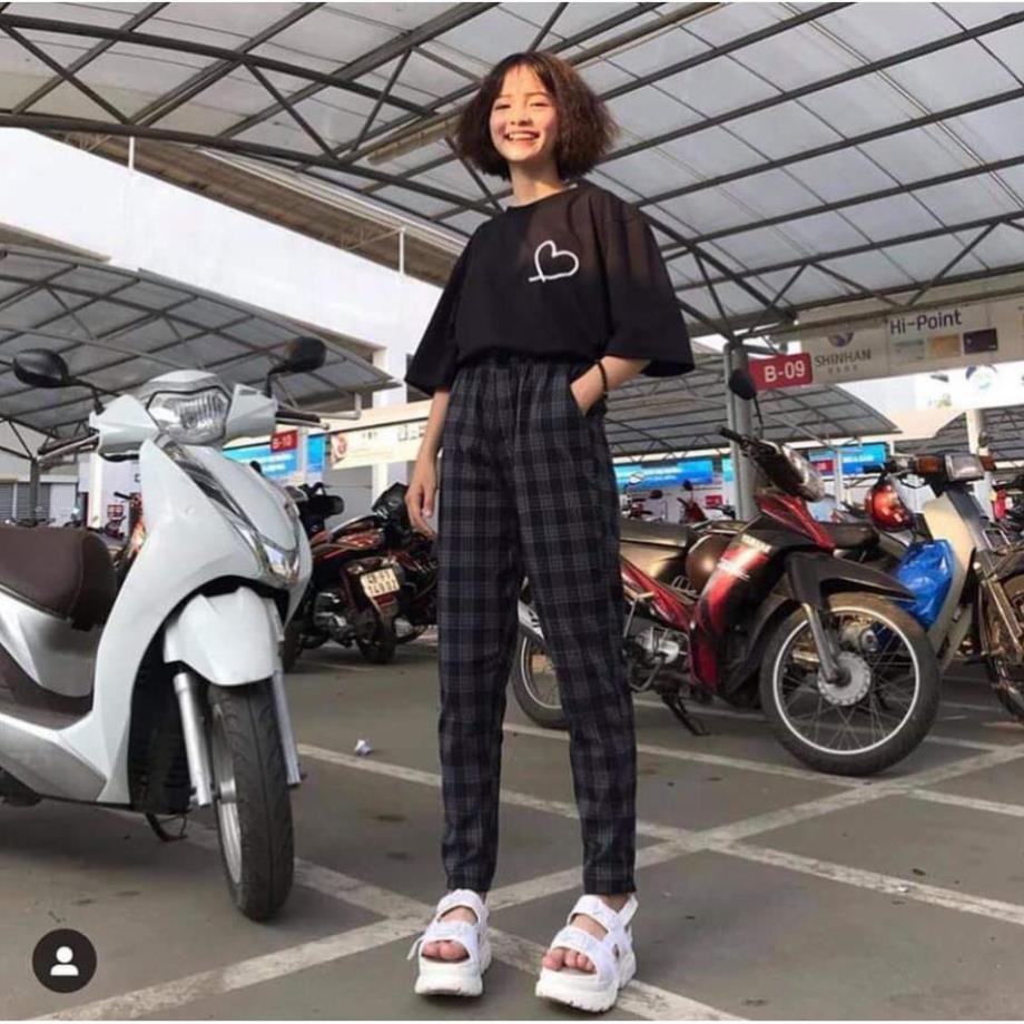 QUẦN SỌC CARÔ XANH ĐEN - PLAID PANTS KAKI UNISEX !  ྇