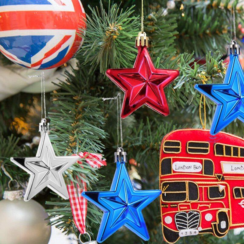 Set 6 ngôi sao đính kim tuyến trang trí cây thông noel