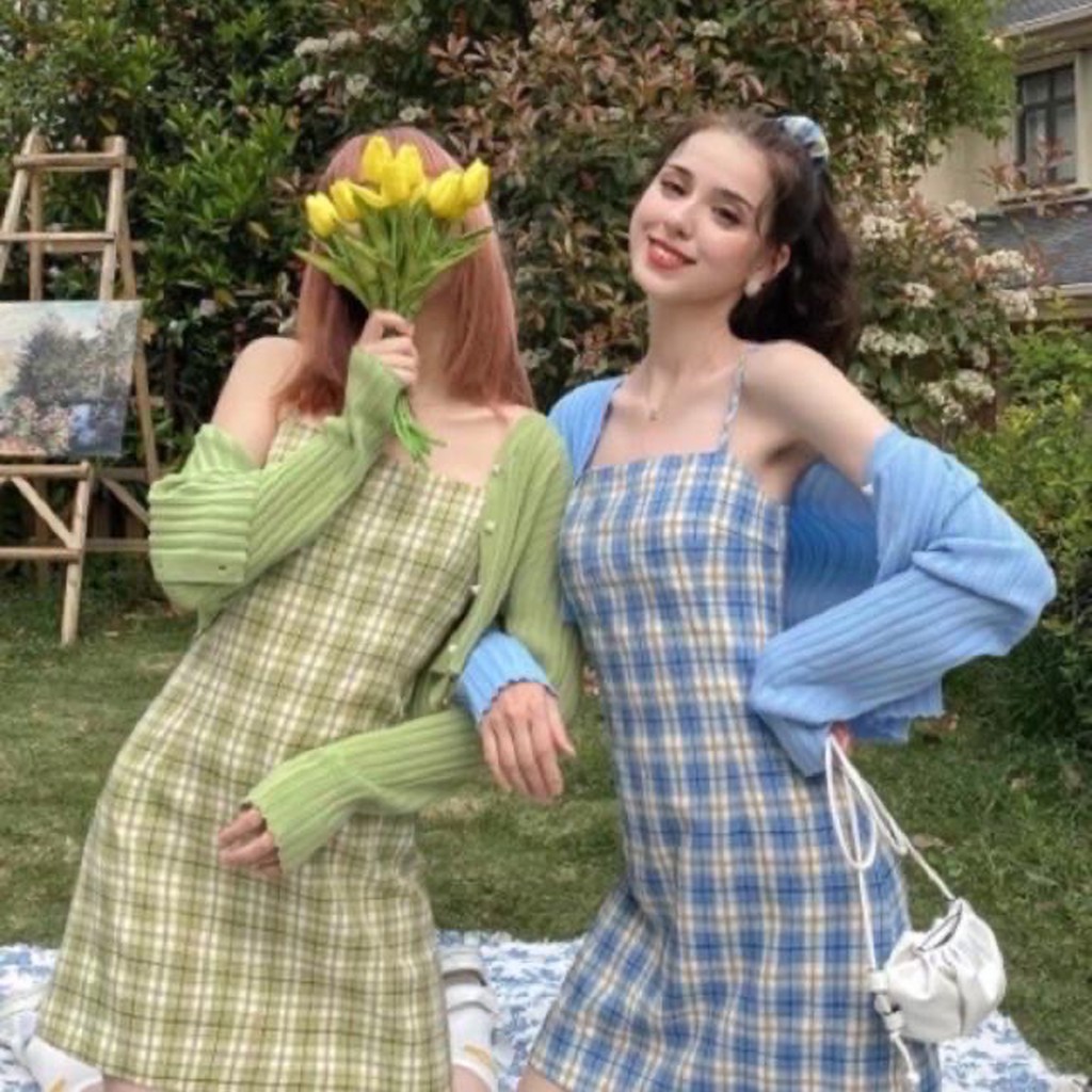 Váy 2 dây kẻ caro siêu xinh nhiều màu có sẵn | BigBuy360 - bigbuy360.vn