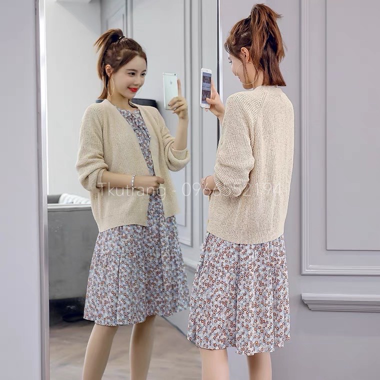 ÁO LEN BẦU - Áo khoác cardigan len vải dày không cúc hàng quảng châu chất đẹp