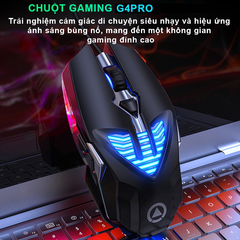 Chuột máy tính có dây gaming YINDIAO G4 Pro có LED RGB thiết kế công thái học cảm chuyên dụng chơi game - Chính hãng