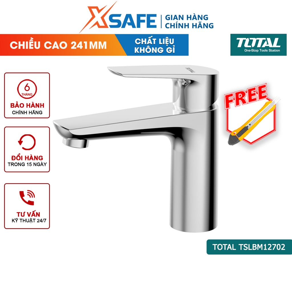 Vòi nước bồn rửa mặt TOTAL TSLBM12702 chiều cao 241mm, lõi chất lượng tốt, thân đồng thau đánh bóng 2 lớp - chính hãng