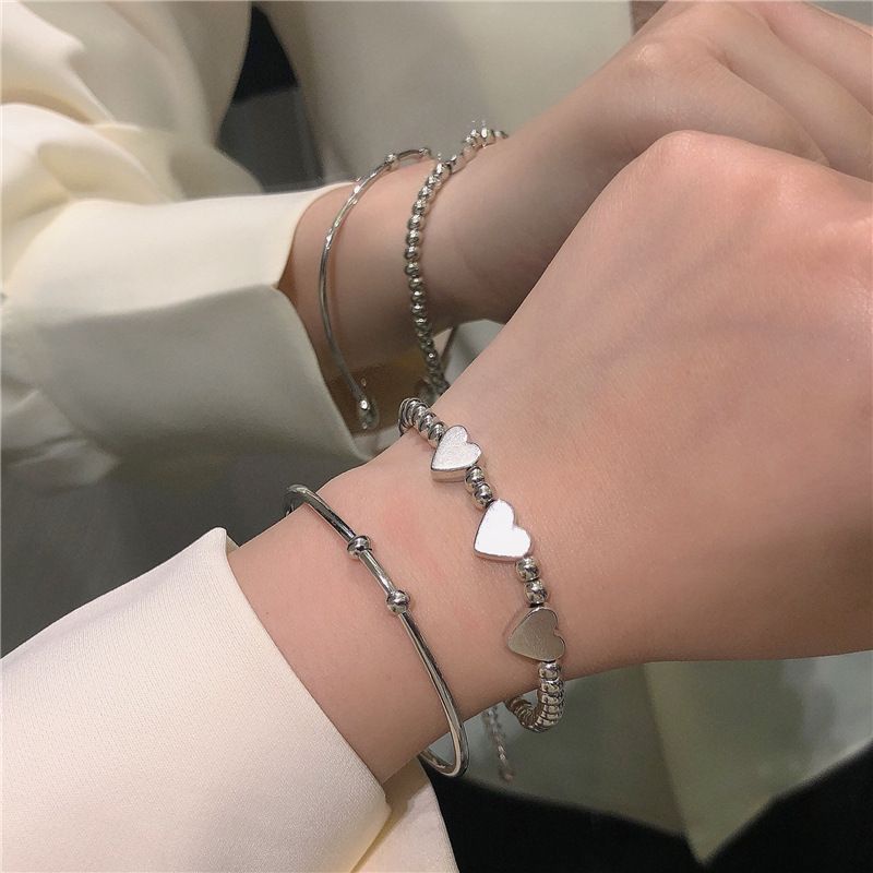 (Ảnh thật)Set 2 vòng tay mạ bạc nữ xinh xắn phong cách Hàn Quốc T05