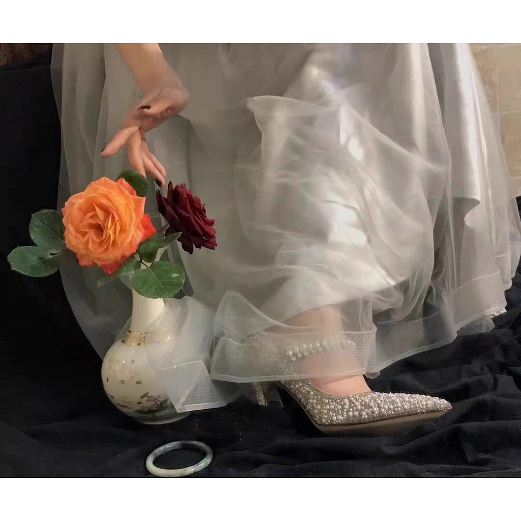 (Sẵn 39)Giày gót nhọn cổ tích rhinestone tiệc cưới của NANA STUDIO
