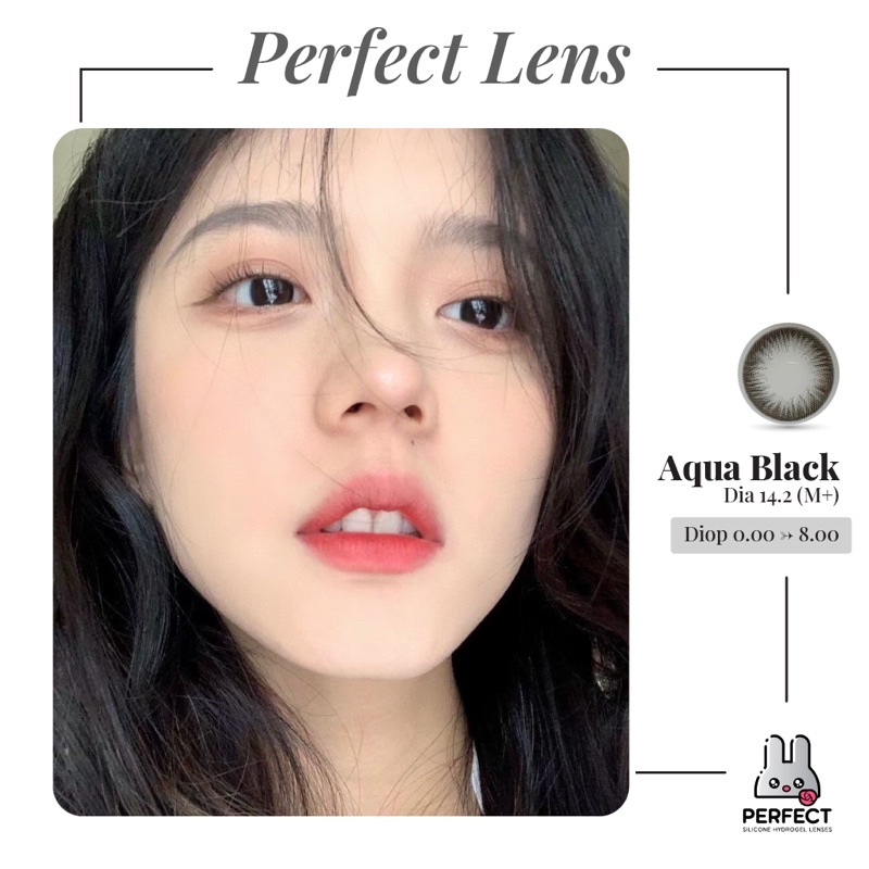 Lens Mắt , Kính Áp Tròng AQUA BLACK Có Độ Cận và Không Độ , DIA 14.2 , Dành Cho Mắt Nhạy Cảm Giá Sale