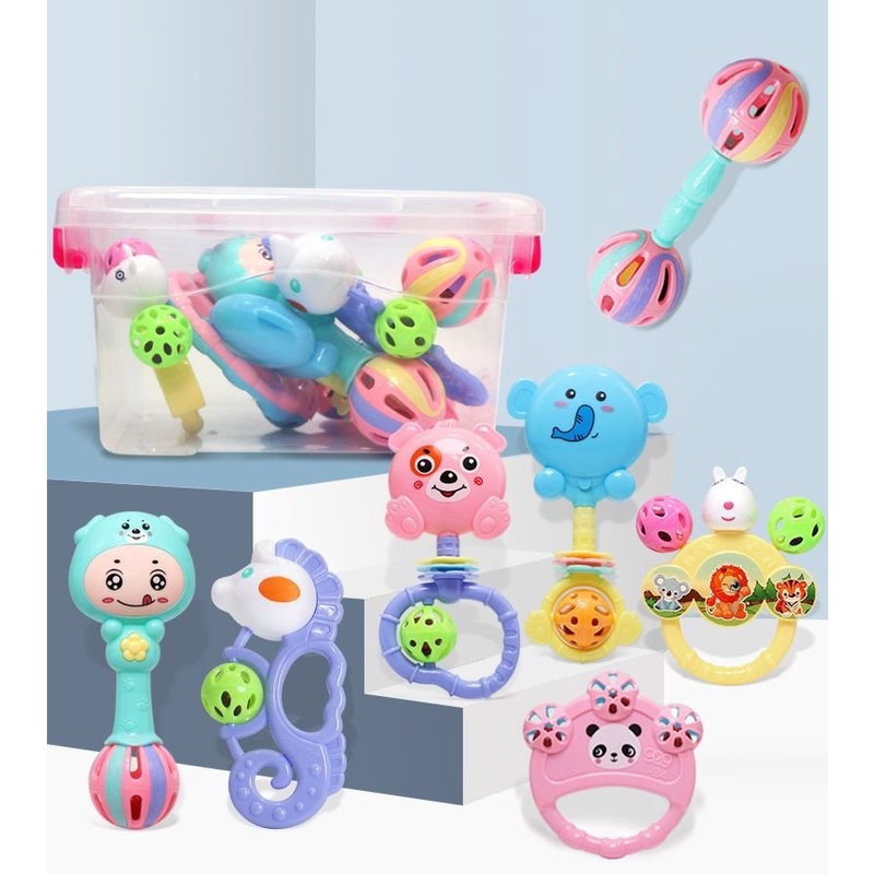 Đồ chơi xúc xắc gặm nướu cầm tay an toàn cho bé, đồ chơi trẻ sơ sinh 6 chi tiết