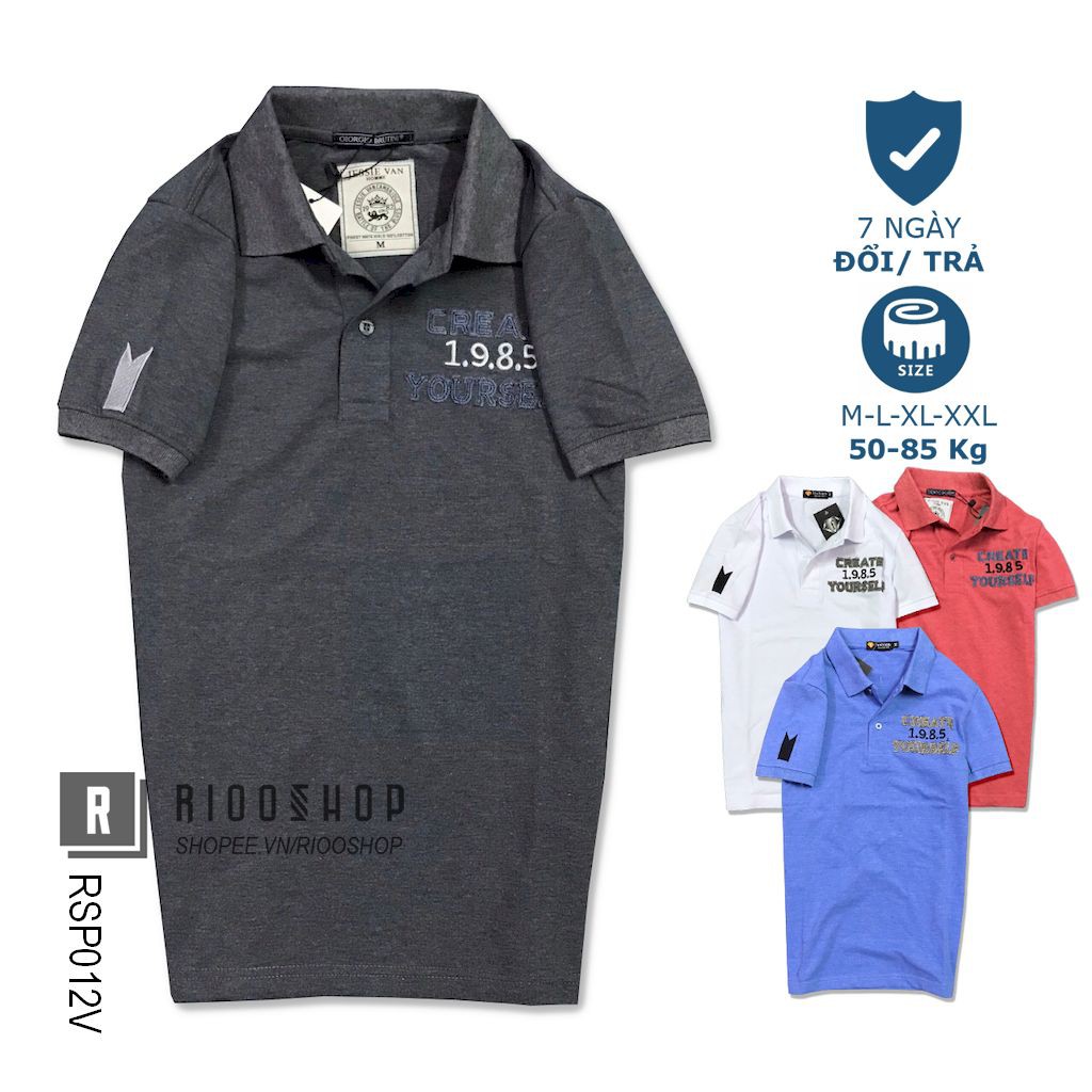 Áo thun nam có cổ cá sấu ngắn tay cao cấp 1985 Yourself RSP012V - áo phông nam đẹp Riooshop