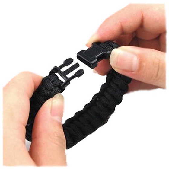 Vòng Đeo Tay Paracord Sinh Tồn Màu Đen 7 Inches