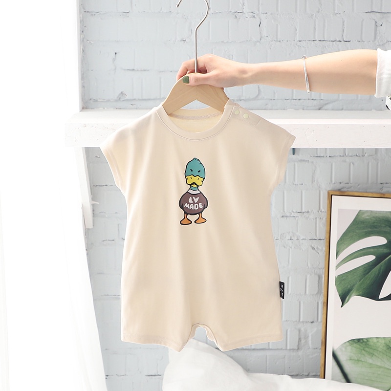 Bộ Áo Liền Quần Tay Ngắn Thời Trang Mùa Hè Xinh Xắn Cho Bé Sơ Sinh