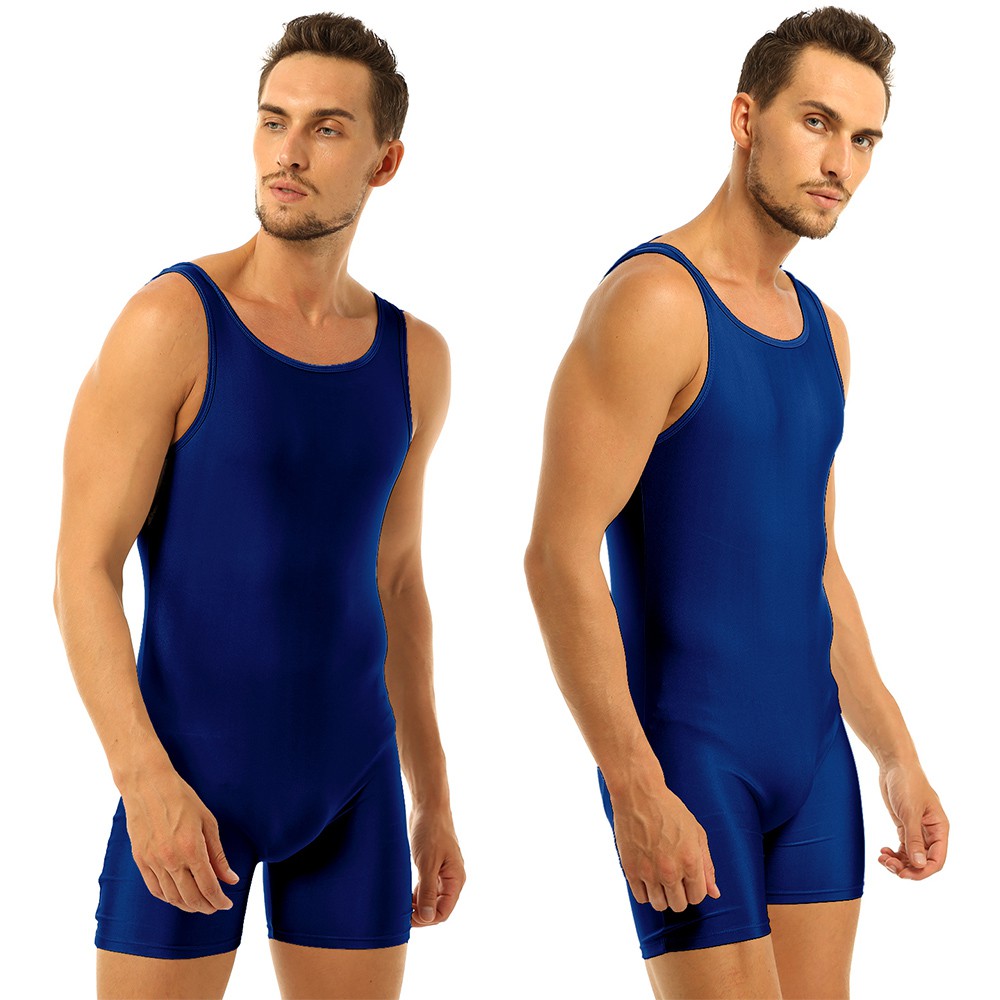 Nam Không Tay Co Giãn Một Mảnh Thể Thao Tập Gym Body Leotard Dance Biketard Unitard