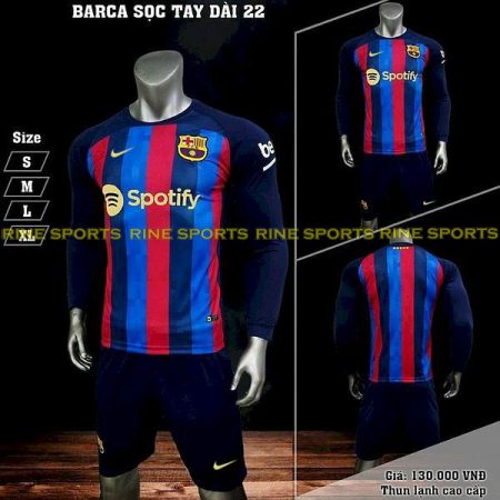 Bộ Barca - barcelona dài tay hàng việt nam cao cấp mùa giải 2022 – 2023 Giống thi đấu