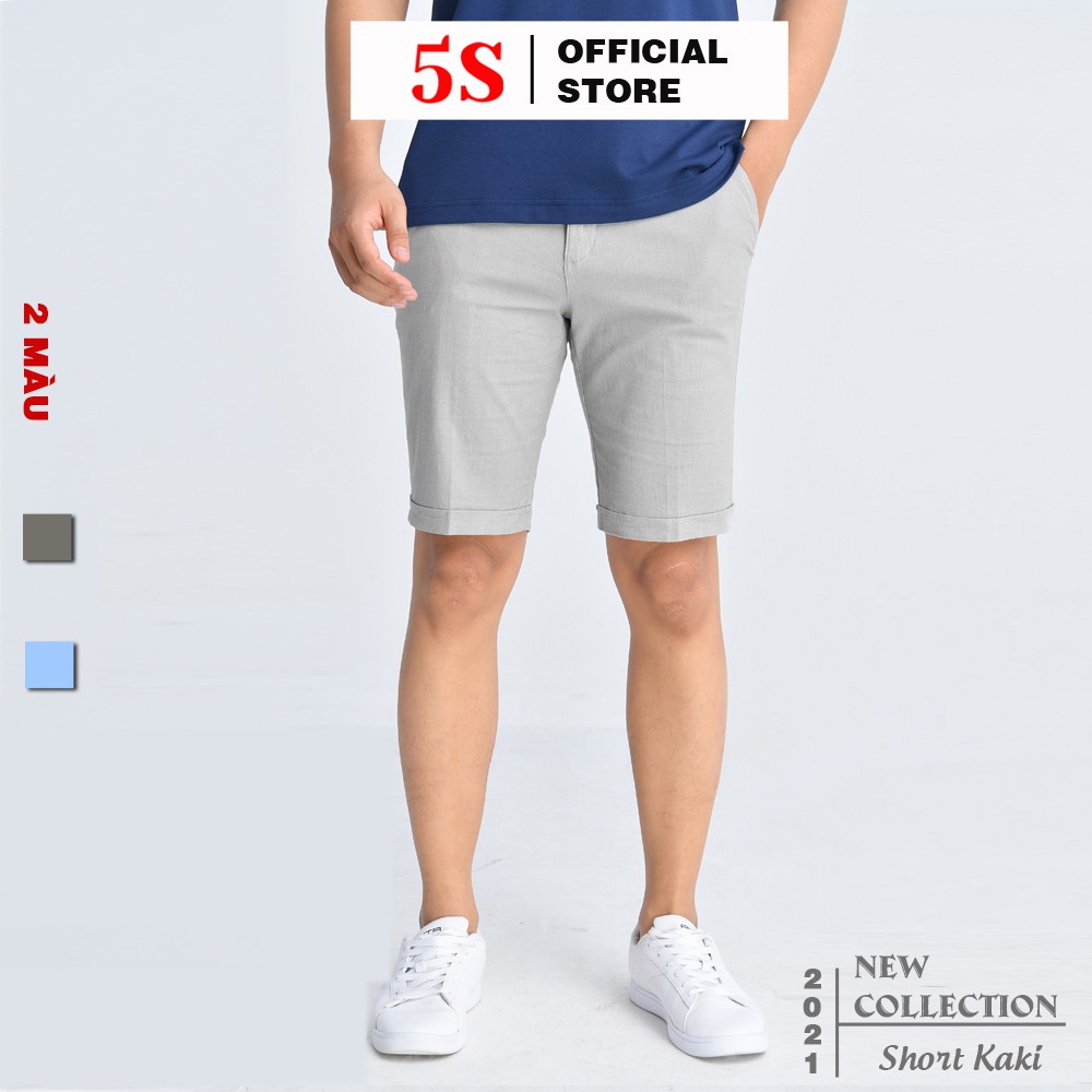 Quần Short Nam 5S (2 màu), Chất Kaki Cotton Co Giãn, Thấm Hút Tốt, Hạn Chế Nhăn (QSK21008-01)