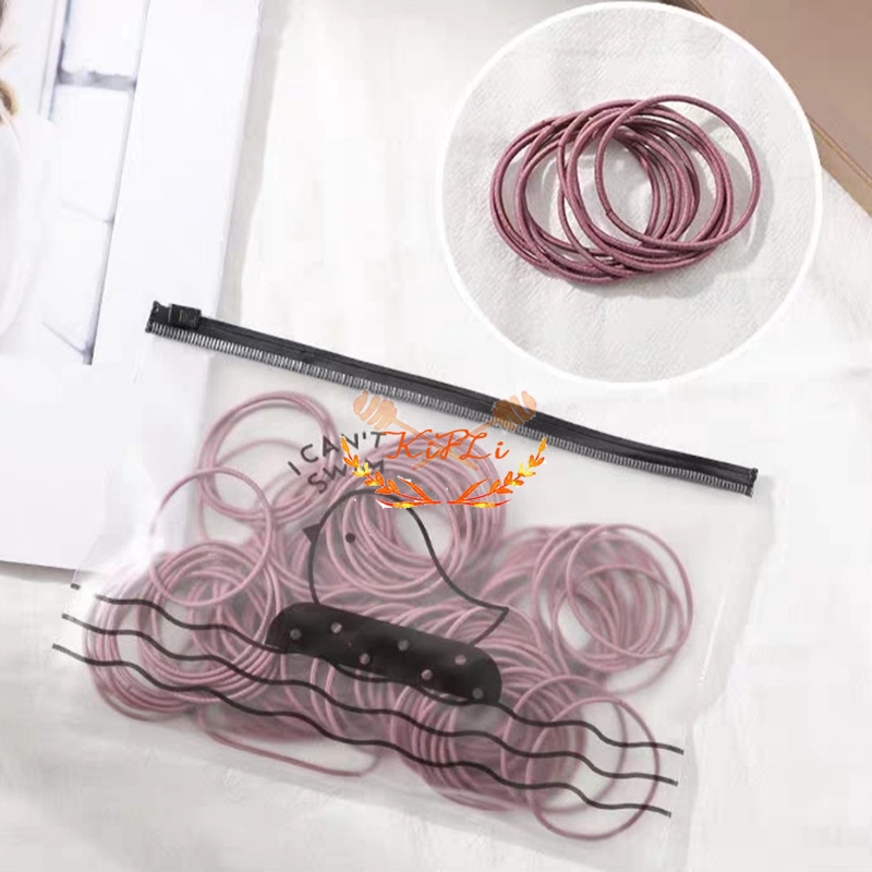 Set 100 Dây Cột Tóc Co Giãn Nhiều Màu Thời Trang Hàn Quốc