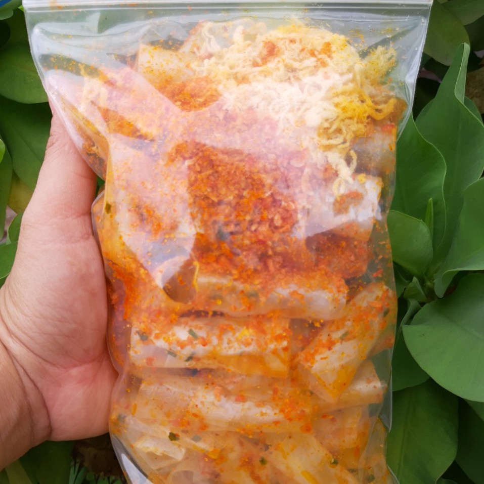 Bánh tráng cuộn chà bông ruốc tôm