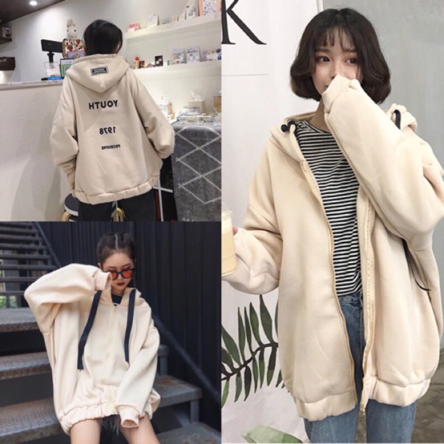 [Có sẵn ] Áo khoác hoodie nỉ Ulzzang+kèm ảnh thật