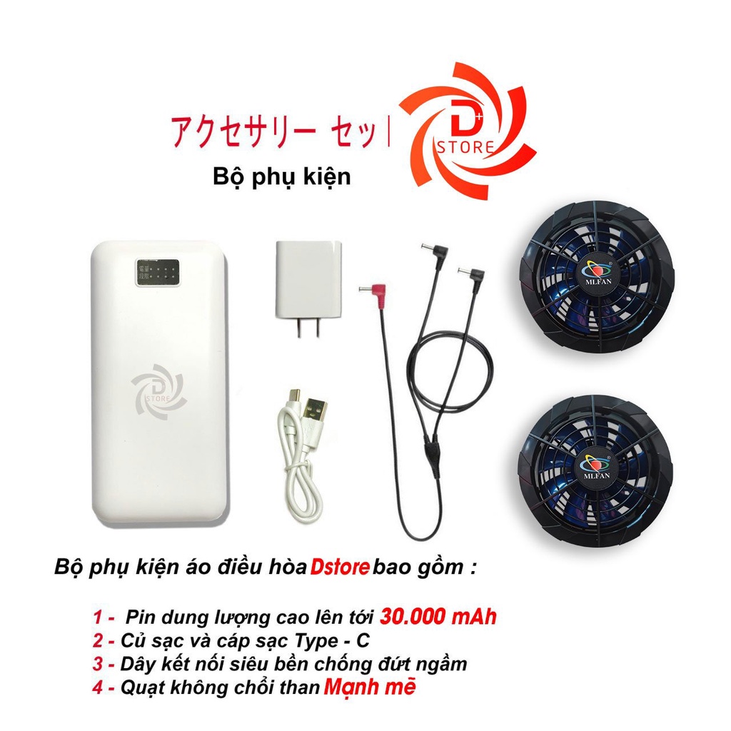 Áo Quạt điều Hòa Nhật Bản làm mát Dstore (Pin khủng 30000mA)