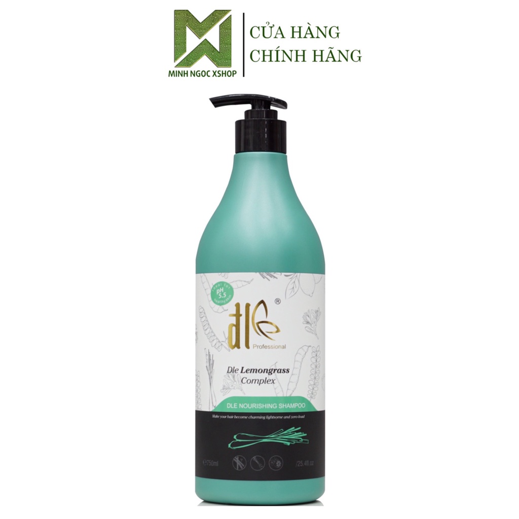 Dầu gội thảo dược tinh chất bồ kết, sả, chanh ĐL ĐLE Lemongrass 750ML, phục hồi chống rụng kích mọc tóc