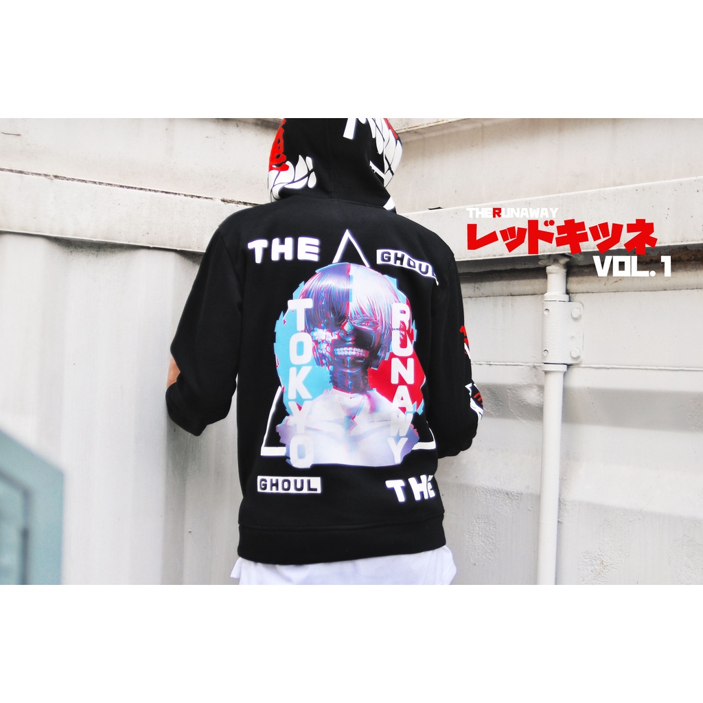 Áo Hoodie Urban Kitsune: Kaneki Glitch Nỉ bông ngoại nhập by The Runaway