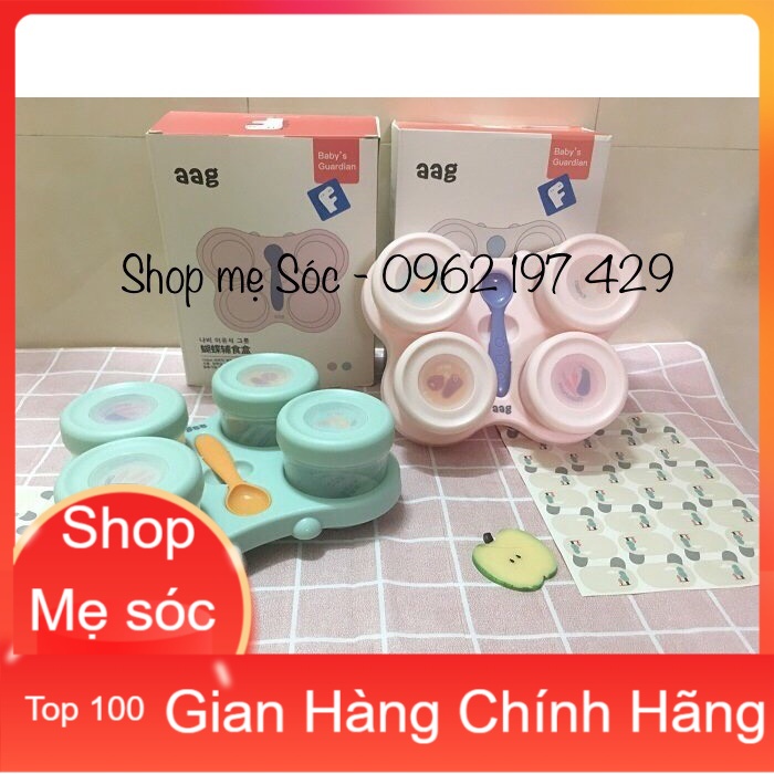 CHÍNH HÃNG - SET 4 HỘP TRỮ ĐÔNG ĐỒ ĂN DẶM AAG - NHỰA TRITAN CAO CẤP