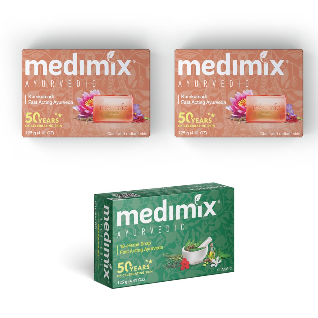 Set 2 xà phòng Medimix Kumkumadi Nghệ Tây 125g/bánh 125g