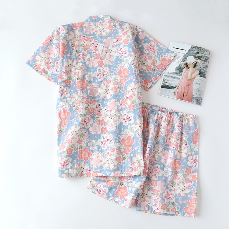 Set Đồ Ngủ Kiểu Kimono Tay Ngắn Bằng Cotton Thời Trang Mùa Hè Cho Nữ | BigBuy360 - bigbuy360.vn