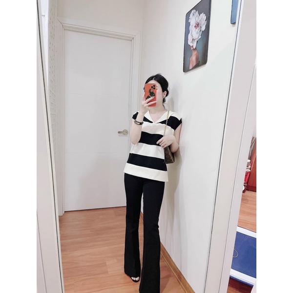 Quần ống loe chất tuyết mưa 1 cúc siêu tôn dáng