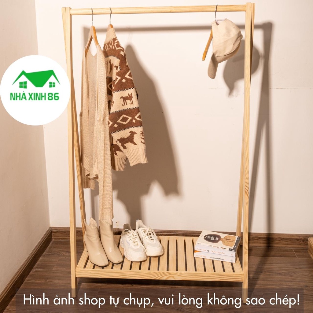 Kệ treo quần áo chữ A bằng gỗ thông 1 tầng l Giá treo quần áo chữ A 1 tầng gỗ cao cấp, chống mối mọt, ẩm mốc