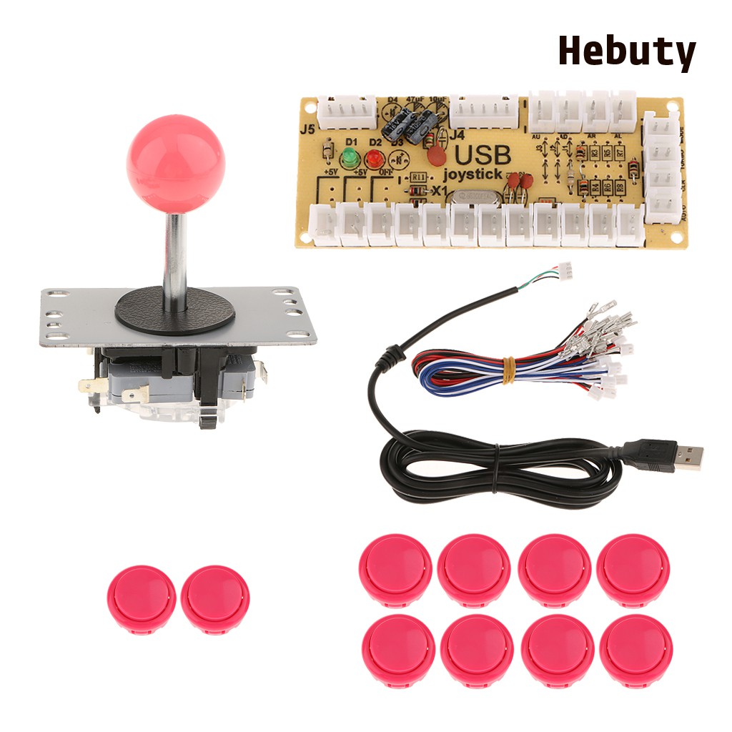 Bảng mã hóa USB Arcade Zero Delay + cần điều khiển PC 5Pin + 10 nút đẩy DIY
