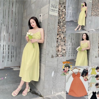 HATA. Store-Đầm 2 dây nơ ngực cực xinh-nhiều màu