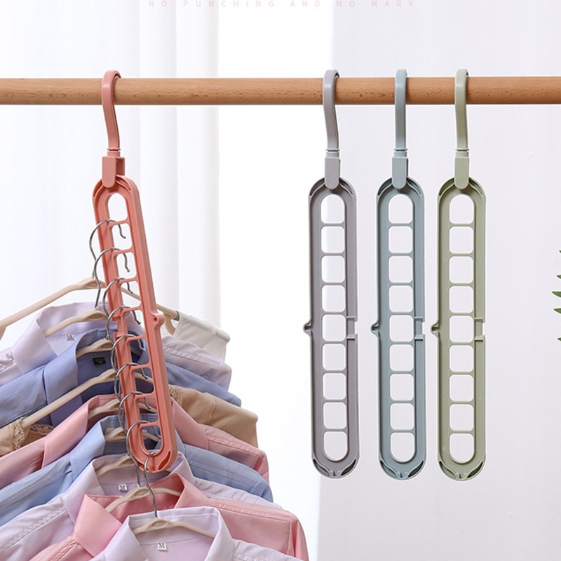 Bộ 6 Móc Treo Quần Áo 9 Lỗ Tiết Kiệm Không Gian Tiện Dụng Cho Phòng Ngủ / Ký Túc Xá