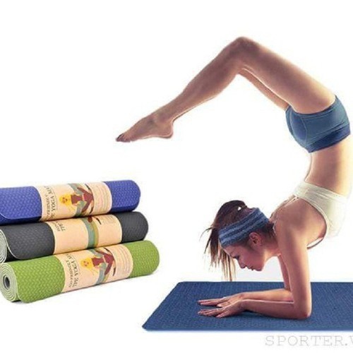 Thảm tập yoga TPE 2 LỚP cao su non hàng đẹp không nhăn xù chọn màu