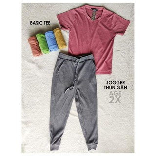 Combo quần jogger thun gân và áo thun AGE2X