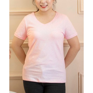 Áo thun nữ cổ tim - Hồng phấn