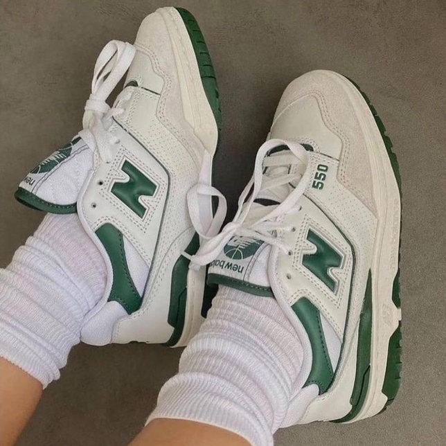 Giày NEW BALANCE 550 "white Green", Giày nb 550 Phối màu xanh đen cao cấp - NB550