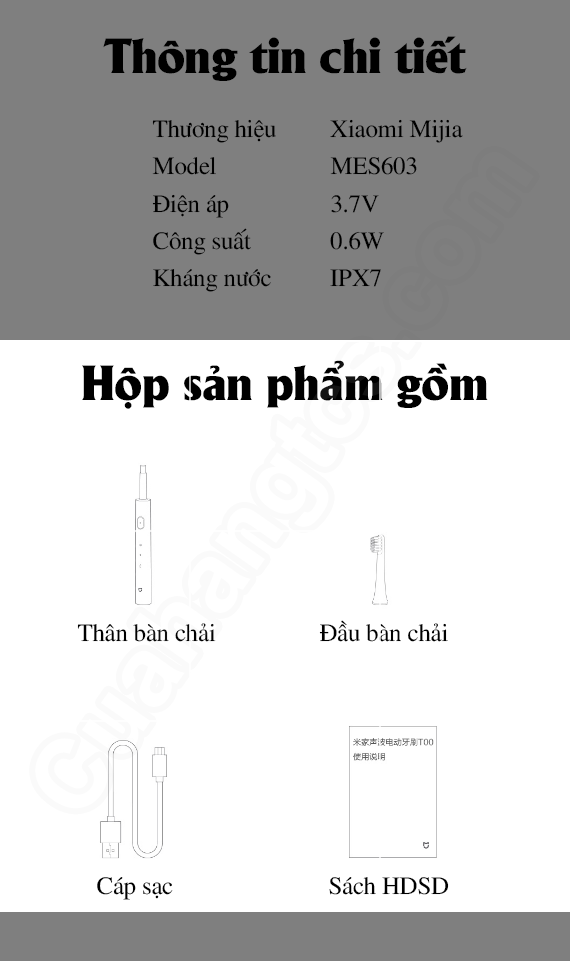 Bàn chải thông minh Xiaomi Mijia T100, Bàn chải điện Xiaomi Mijia