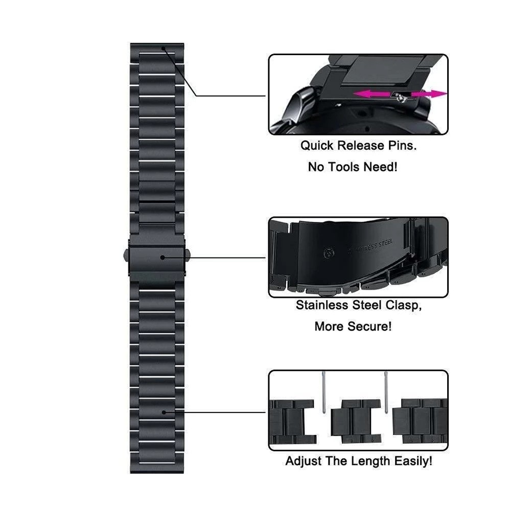 Dây Đeo Inox 20Mm Cho Đồng Hồ Thông Minh Xiaomi Huami Amazfit Bip U Pro GTS 3 Bip S Lite GTS 2 Mini GTR 42mm