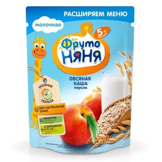 Bột ăn dặm Fruto Nga vị yến mạch, đào, sữa (cho bé từ 6 tháng tuổi) 200gr