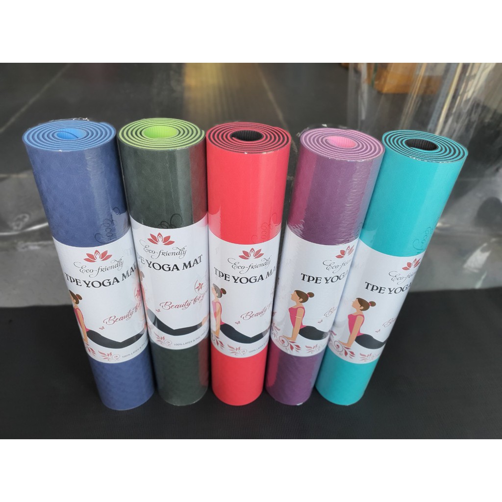 Thảm Tập Yoga TPE ECO FRIENDLY 2 Lớp 6mm + Túi đựng thảm + dây buộc thảm - VivaSports ( Bảo Hành 1 đổi 1 trong 3 tháng )