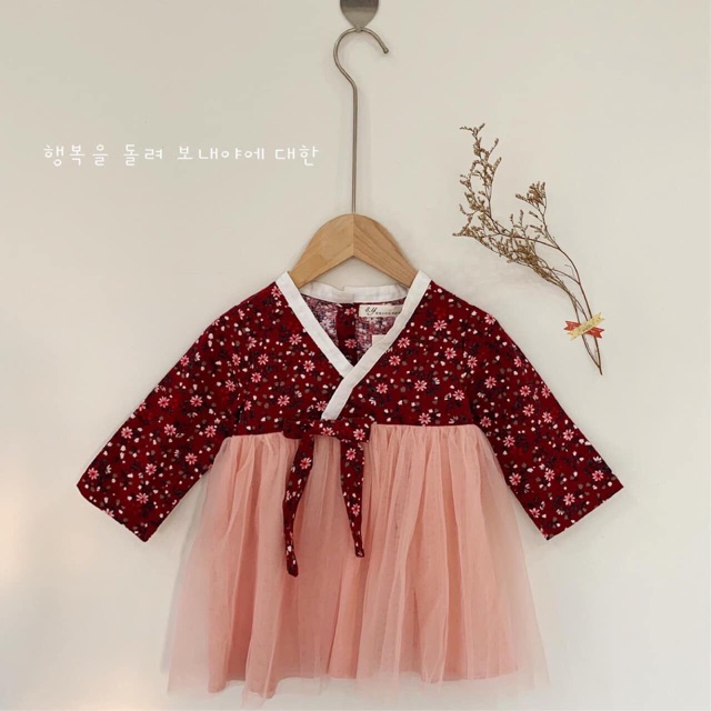 Váy Kimono ren Hàn Quốc diện Tết cho bé gái từ 9 đến 22kg