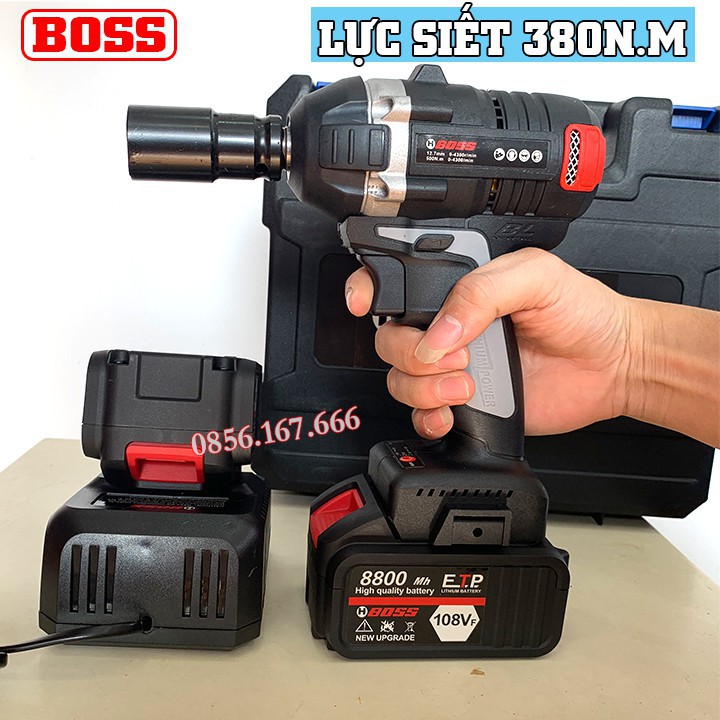 [Giảm 30K Ship] Máy Siết Bulong Pin BOSS 2 PIN, Máy Bắt Vít - Tặng Đầu Chuyển Vít