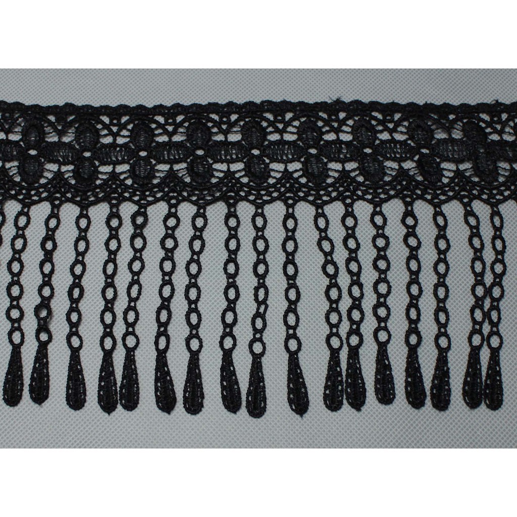 Dải Dây Vải Ren Hoa Phối Tua Rua Nhiều Màu Sắc Độc Đáo