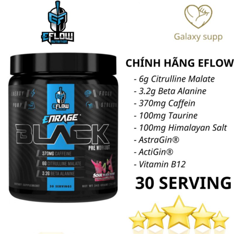 Eflow Enrage Black Pre-workout Tăng Sức Mạnh Sức Bền 30 lần dùng